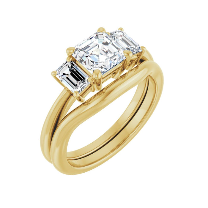 14K Yellow Gold 6x6 mm Asscher 3/4 CTW Lab-Grown Semi-Set Engagement Ring