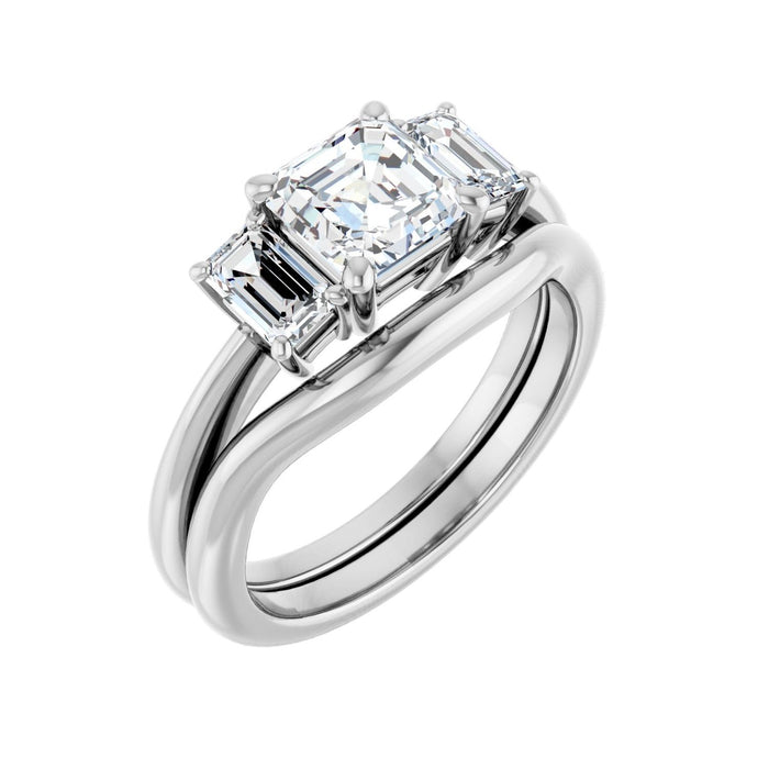 Platinum 6x6 mm Asscher 3/4 CTW Lab-Grown Semi-Set Engagement Ring