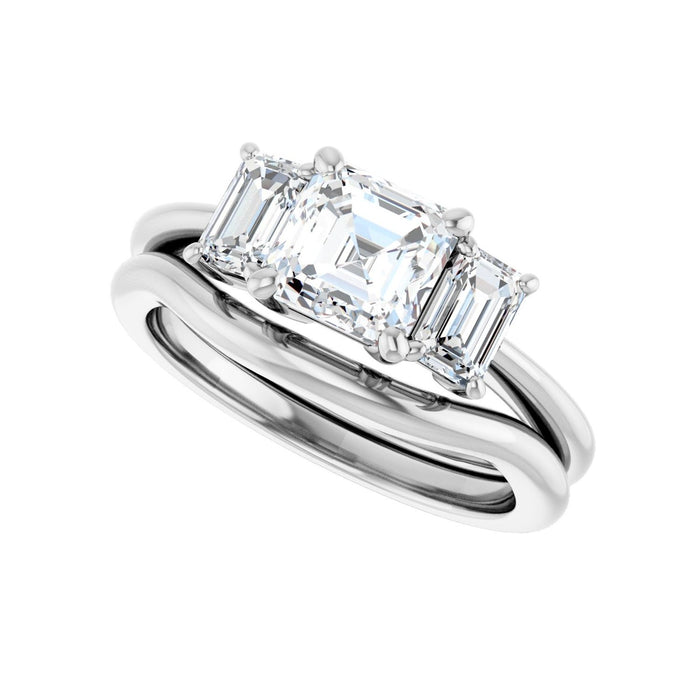 Platinum 6x6 mm Asscher 3/4 CTW Lab-Grown Semi-Set Engagement Ring