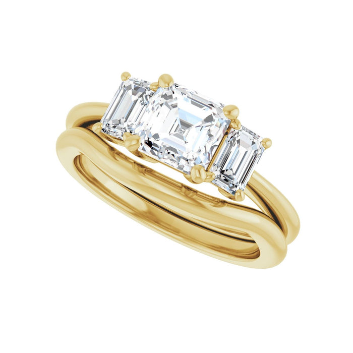14K Yellow Gold 6x6 mm Asscher 3/4 CTW Lab-Grown Semi-Set Engagement Ring