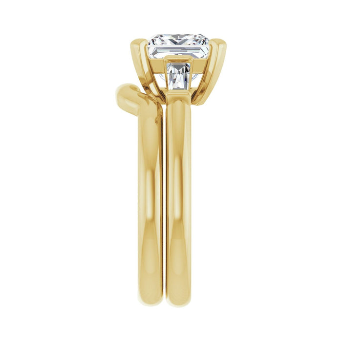 14K Yellow Gold 7x7 mm Square 1/5 CTW Lab-Grown Diamond Semi-Set Engagement Ring