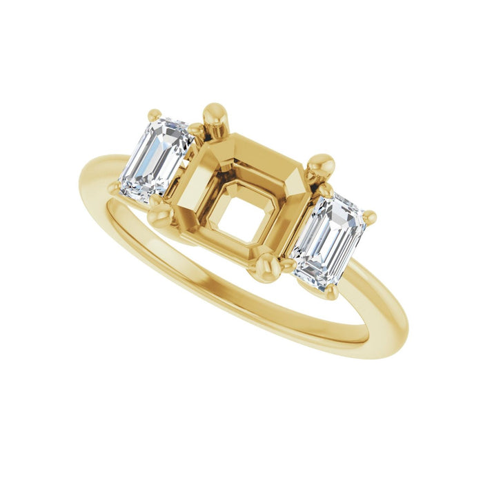 14K Yellow Gold 7x7 mm Asscher 3/4 CTW Lab-Grown Semi-Set Engagement Ring