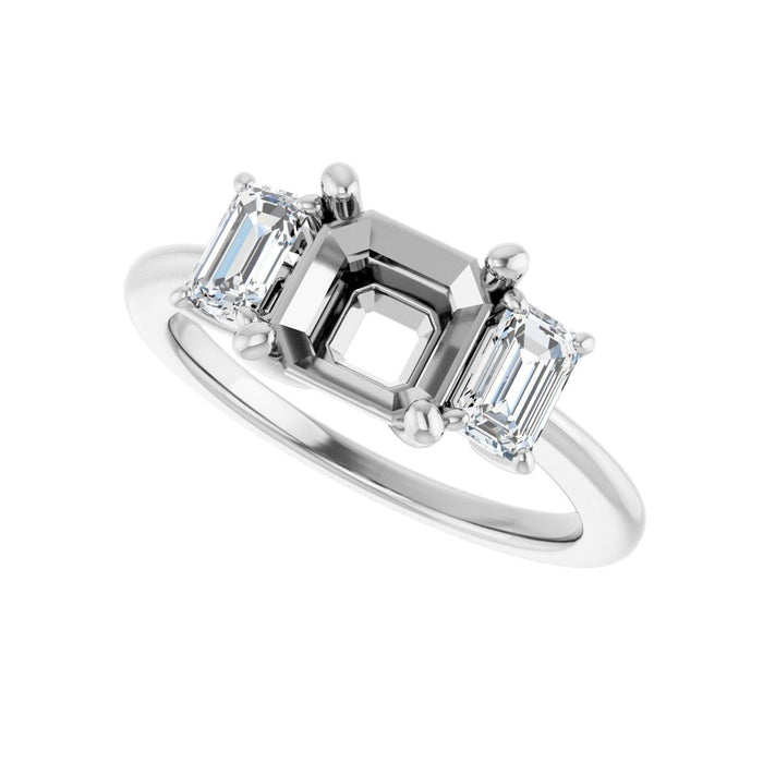 14K White Gold 7x7 mm Asscher 3/4 CTW Lab-Grown Semi-Set Engagement Ring