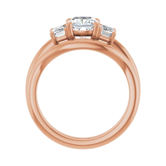 14K Rose Gold 6x6 mm Cushion 3/4 CTW Lab-Grown Semi-Set Engagement Ring