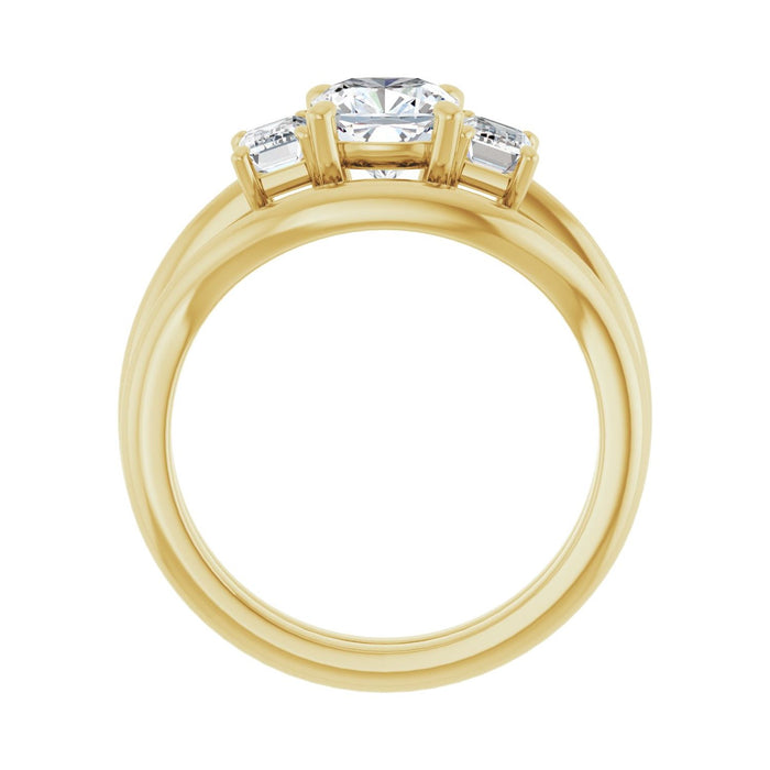14K Yellow Gold 6x6 mm Cushion 3/4 CTW Lab-Grown Semi-Set Engagement Ring