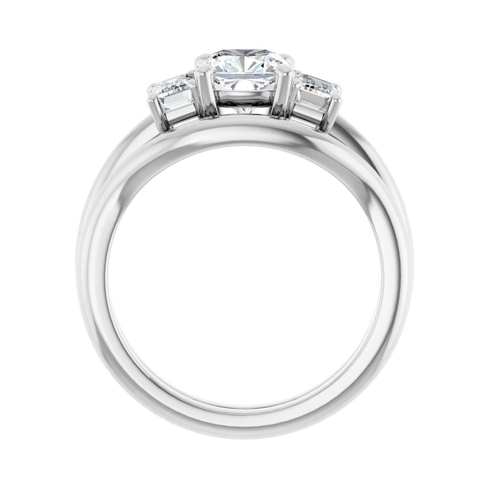 Platinum 6x6 mm Cushion 3/4 CTW Lab-Grown Semi-Set Engagement Ring