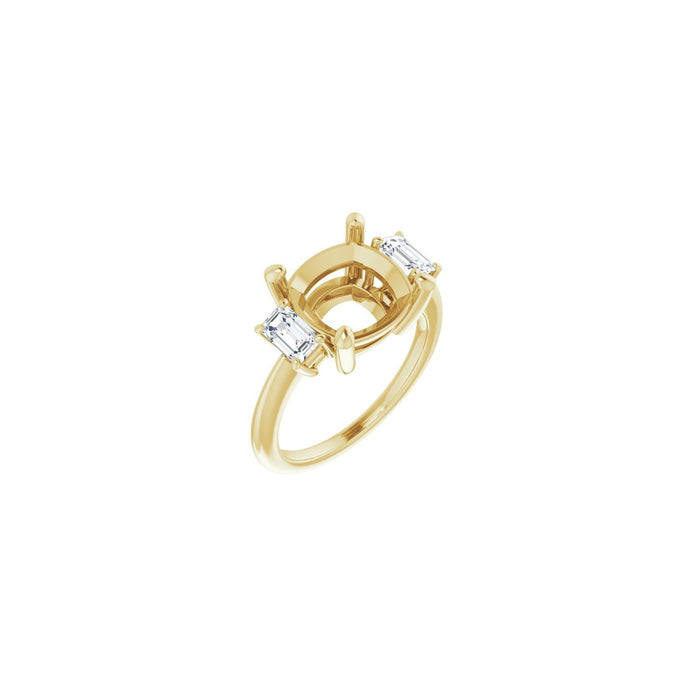 14K Yellow Gold 10x10 mm Cushion 3/4 CTW Lab-Grown Semi-Set Engagement Ring