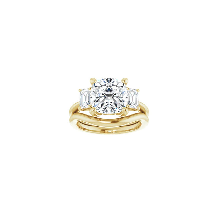 14K Yellow Gold 9x9 mm Cushion 3/4 CTW Lab-Grown Semi-Set Engagement Ring