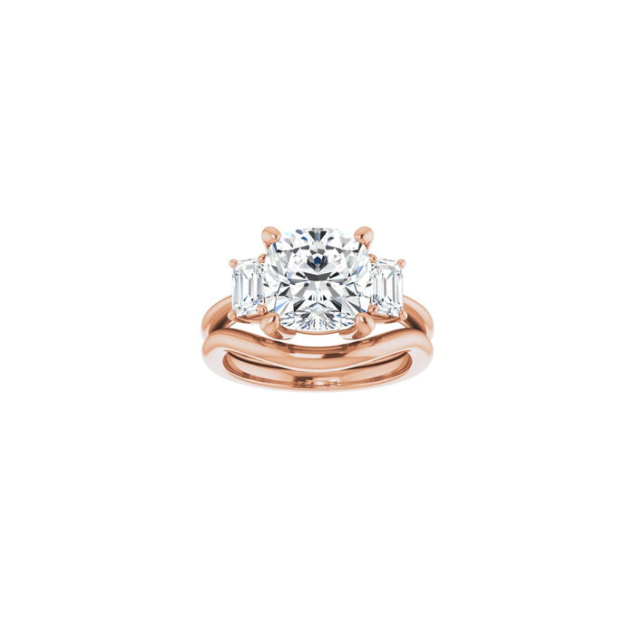 14K Rose Gold 9x9 mm Cushion 3/4 CTW Lab-Grown Semi-Set Engagement Ring