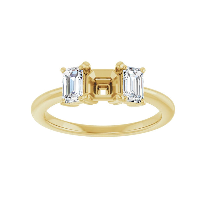 14K Yellow Gold 5x5 mm Asscher 3/4 CTW Lab-Grown Semi-Set Engagement Ring