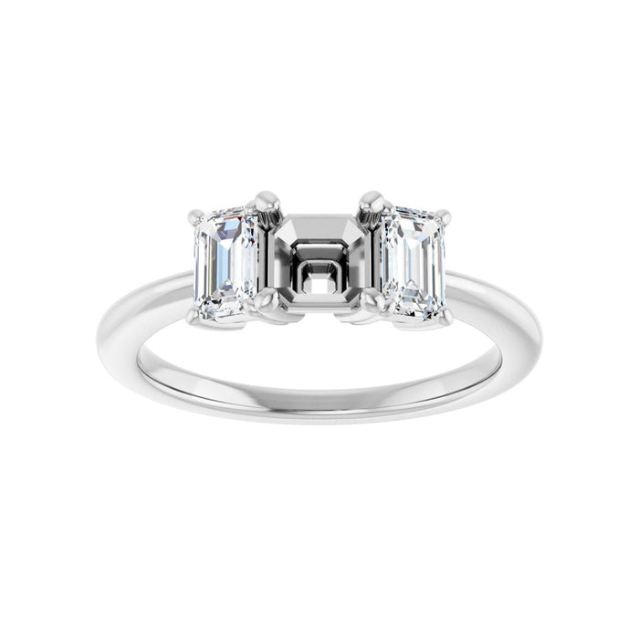 14K White Gold 5x5 mm Asscher 3/4 CTW Lab-Grown Semi-Set Engagement Ring