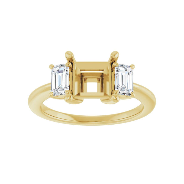 14K Yellow Gold 6.5x6.5 mm Square 3/4 CTW Lab-Grown Semi-Set Engagement Ring