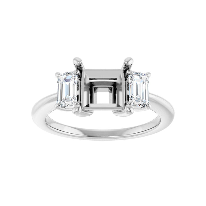 14K White Gold 6.5x6.5 mm Square 3/4 CTW Lab-Grown Semi-Set Engagement Ring