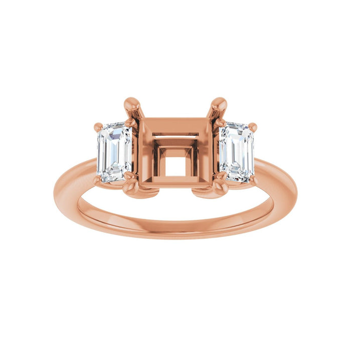 14K Rose Gold 6.5x6.5 mm Square 3/4 CTW Lab-Grown Semi-Set Engagement Ring