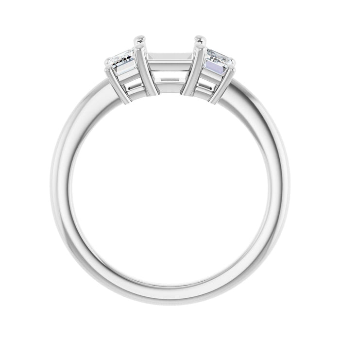 Platinum 5x5 mm Square 3/4 CTW Lab-Grown Semi-Set Engagement Ring
