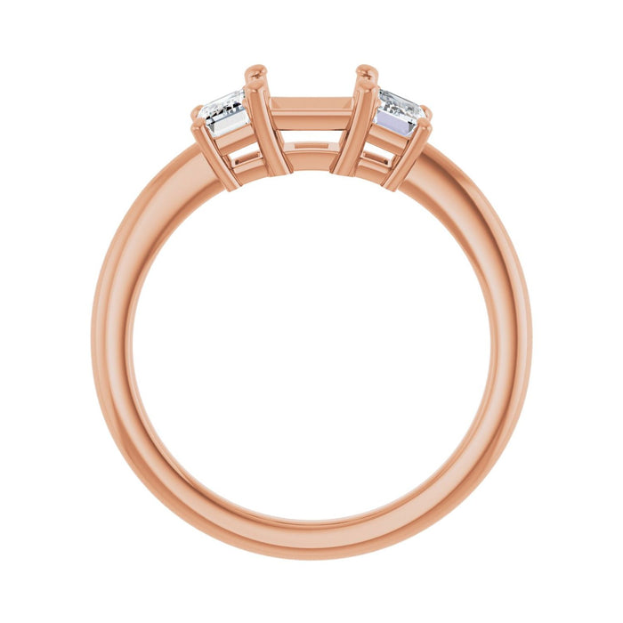 14K Rose Gold 5x5 mm Square 3/4 CTW Lab-Grown Semi-Set Engagement Ring