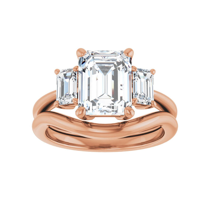 14K Rose Gold 9x7 mm Emerald 5/8 CTW Lab-Grown Semi-Set Engagement Ring
