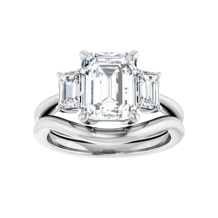 14K White Gold 9x7 mm Emerald 5/8 CTW Lab-Grown Semi-Set Engagement Ring