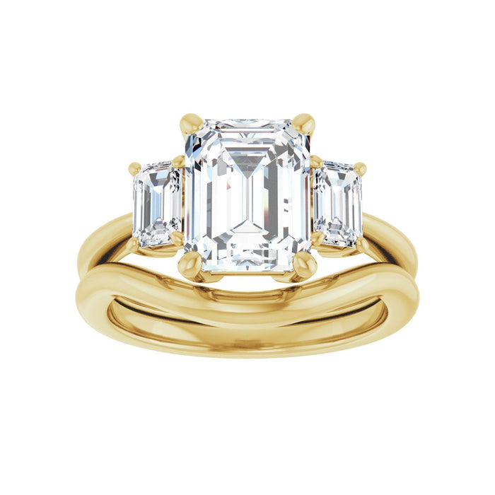 14K Yellow Gold 9x7 mm Emerald 5/8 CTW Lab-Grown Semi-Set Engagement Ring