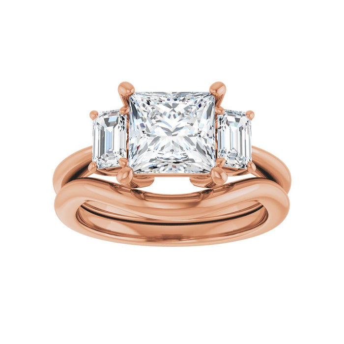 14K Rose Gold 7x7 mm Square 3/4 CTW Lab-Grown Semi-Set Engagement Ring