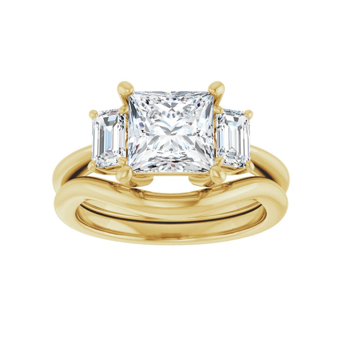 14K Yellow Gold 7x7 mm Square 3/4 CTW Lab-Grown Semi-Set Engagement Ring