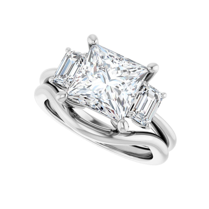 Platinum 8x8 mm Square 3/4 CTW Lab-Grown Semi-Set Engagement Ring