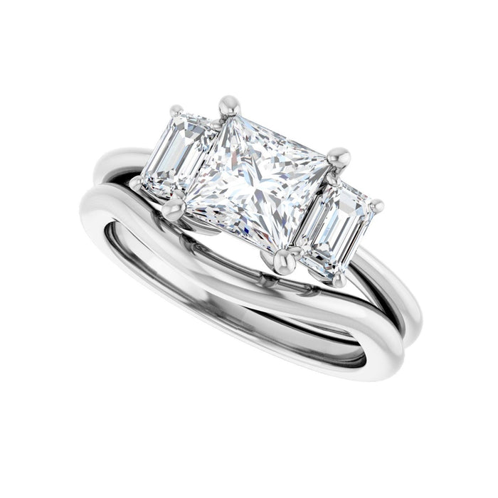 Platinum 6x6 mm Square 3/4 CTW Lab-Grown Semi-Set Engagement Ring