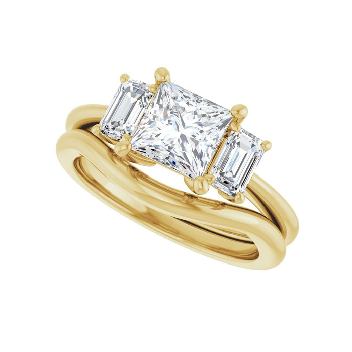 14K Yellow Gold 6x6 mm Square 3/4 CTW Lab-Grown Semi-Set Engagement Ring