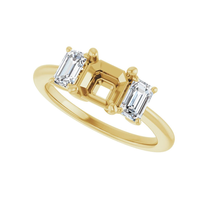 14K Yellow Gold 6x6 mm Asscher 3/4 CTW Lab-Grown Semi-Set Engagement Ring