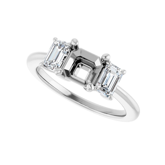 Platinum 6x6 mm Asscher 3/4 CTW Lab-Grown Semi-Set Engagement Ring