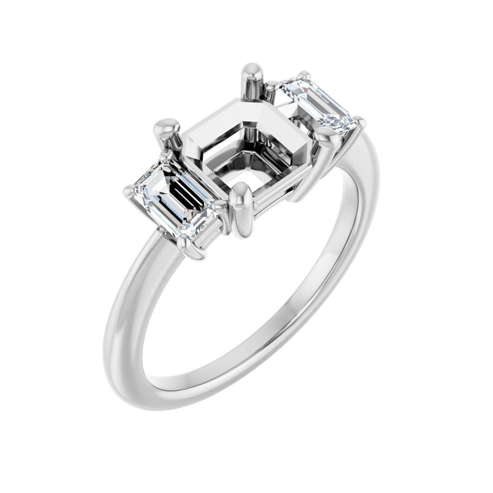 14K White Gold 7x7 mm Asscher 3/4 CTW Lab-Grown Semi-Set Engagement Ring