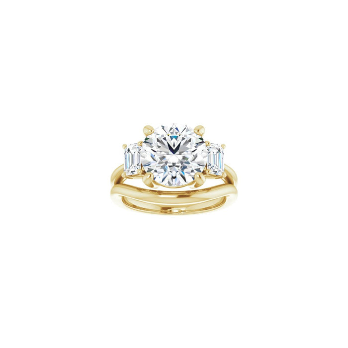 14K Yellow Gold 10 mm Round 3/4 CTW Lab-Grown Semi-Set Engagement Ring