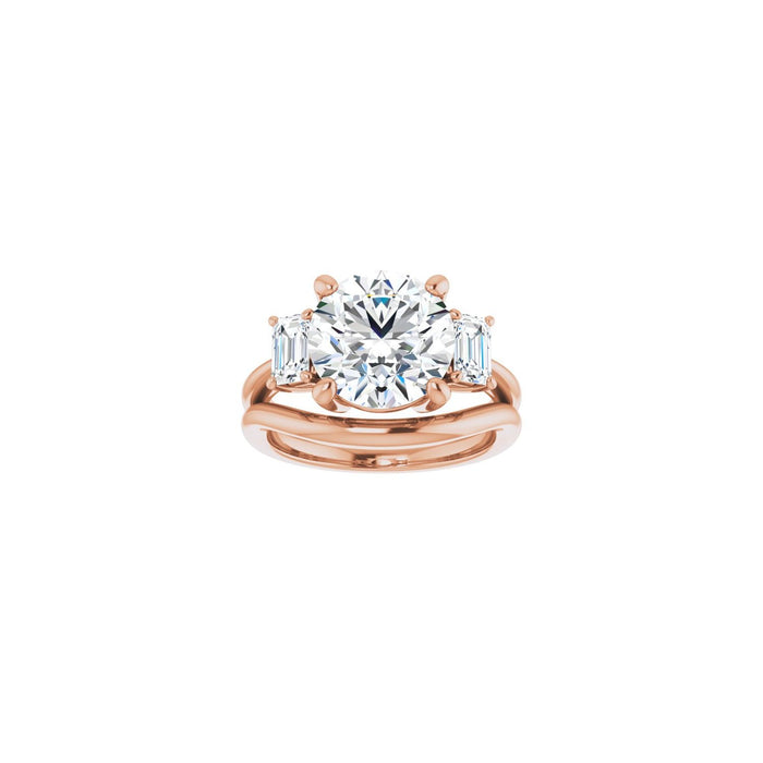 14K Rose Gold 10 mm Round 3/4 CTW Lab-Grown Semi-Set Engagement Ring