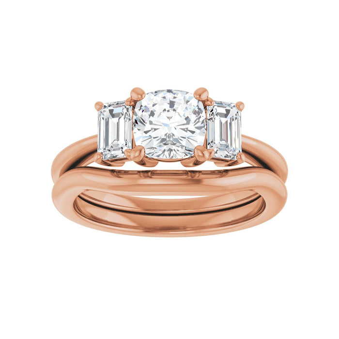 14K Rose Gold 6x6 mm Cushion 3/4 CTW Lab-Grown Semi-Set Engagement Ring