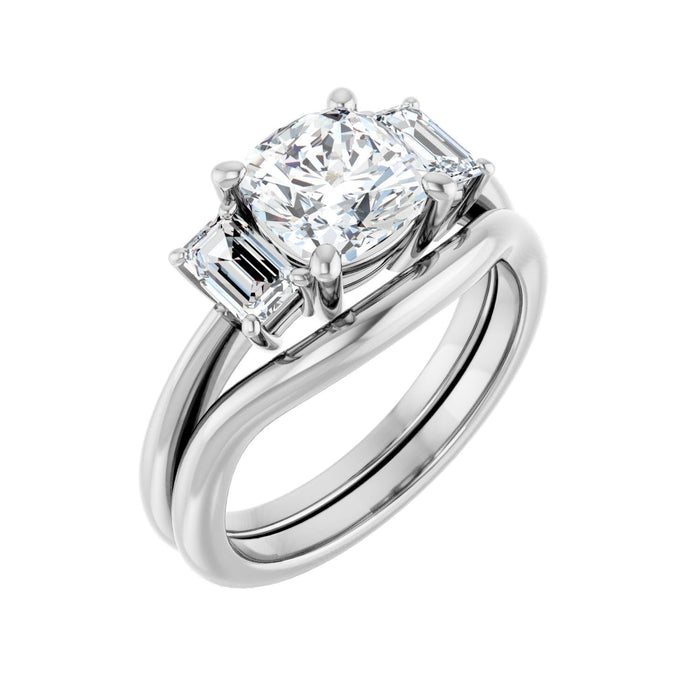 14K White Gold 7x7 mm Cushion 3/4 CTW Lab-Grown Semi-Set Engagement Ring