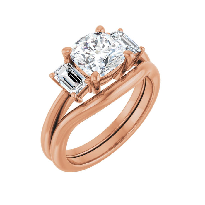 14K Rose Gold 7x7 mm Cushion 3/4 CTW Lab-Grown Semi-Set Engagement Ring