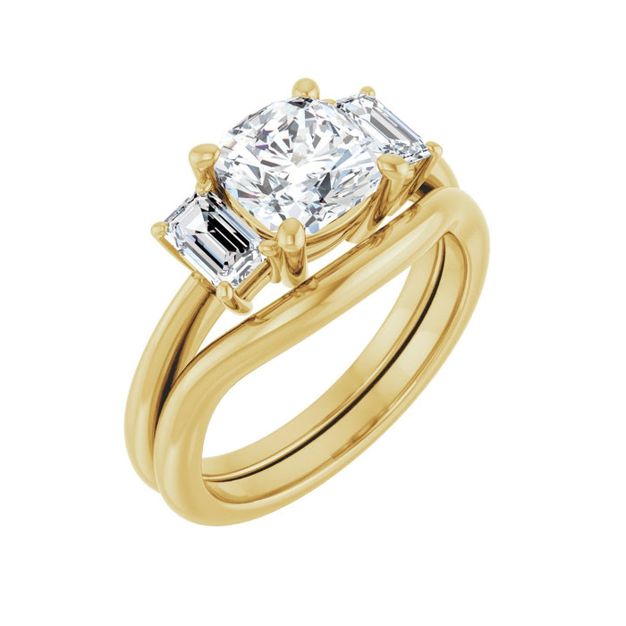 14K Yellow Gold 7x7 mm Cushion 3/4 CTW Lab-Grown Semi-Set Engagement Ring