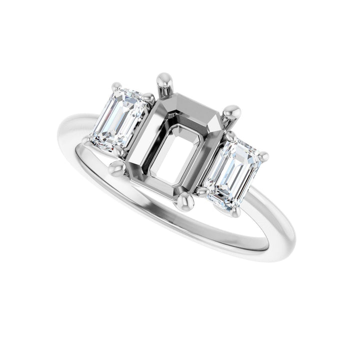 Platinum 8x6 mm Emerald 3/4 CTW Lab-Grown Diamond Semi-Set Engagement Ring