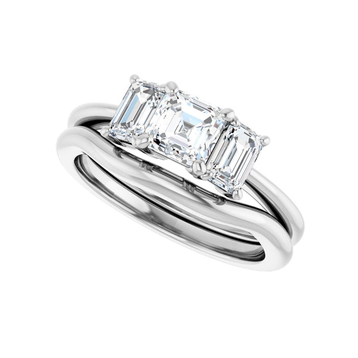 Platinum 5x5 mm Asscher 3/4 CTW Lab-Grown Semi-Set Engagement Ring
