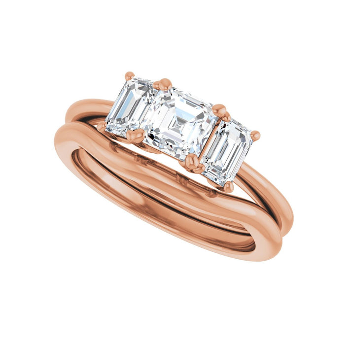 14K Rose Gold 5x5 mm Asscher 3/4 CTW Lab-Grown Semi-Set Engagement Ring