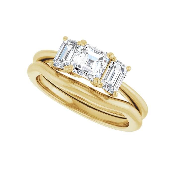 14K Yellow Gold 5x5 mm Asscher 3/4 CTW Lab-Grown Semi-Set Engagement Ring