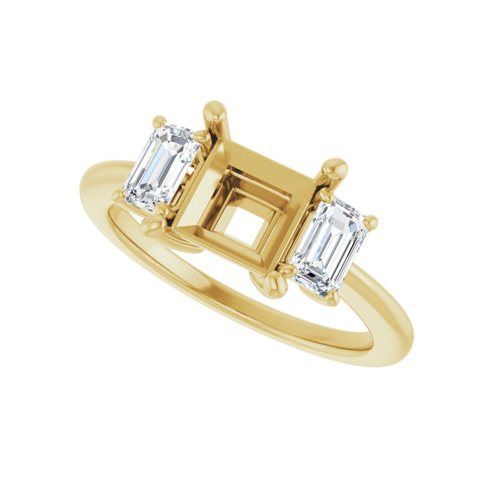 14K Yellow Gold 6.5x6.5 mm Square 3/4 CTW Lab-Grown Semi-Set Engagement Ring