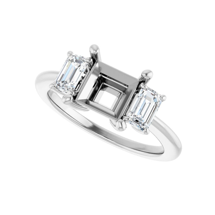 14K White Gold 6.5x6.5 mm Square 3/4 CTW Lab-Grown Semi-Set Engagement Ring