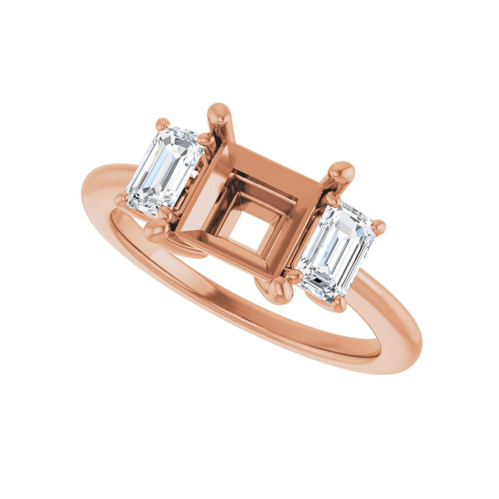14K Rose Gold 6.5x6.5 mm Square 3/4 CTW Lab-Grown Semi-Set Engagement Ring