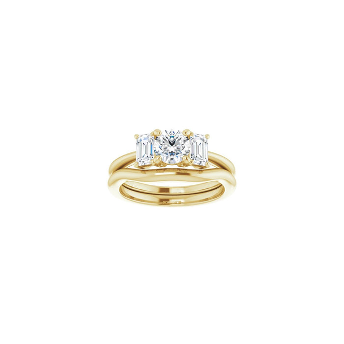 14K Yellow Gold 5.5 mm Round 1 1/3 CTW Lab-Grown Semi-Set Engagement Ring