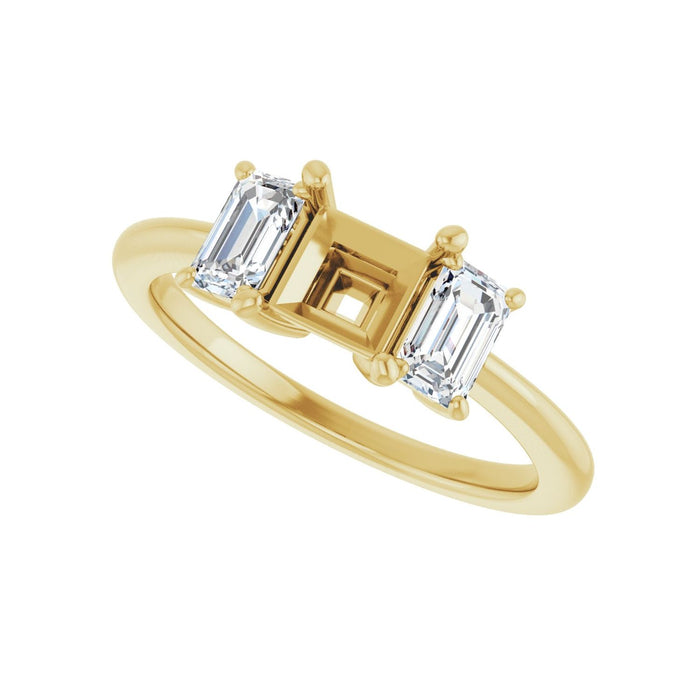 14K Yellow Gold 5x5 mm Square 3/4 CTW Lab-Grown Semi-Set Engagement Ring