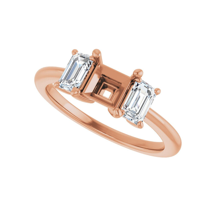 14K Rose Gold 5x5 mm Square 3/4 CTW Lab-Grown Semi-Set Engagement Ring