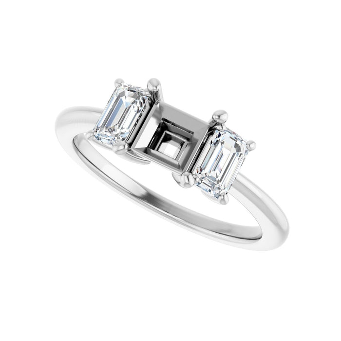 14K White Gold 5x5 mm Square 3/4 CTW Lab-Grown Semi-Set Engagement Ring