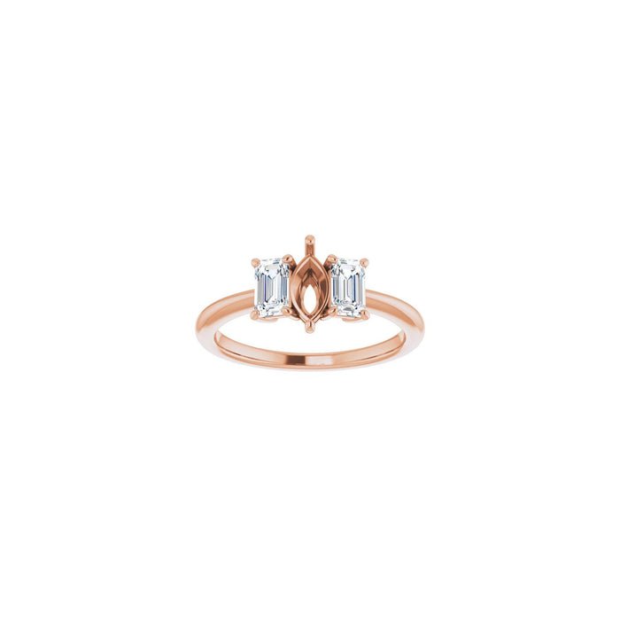 14K Rose Gold 7x3.5 mm Marquise 3/4 CTW Lab-Grown Semi-Set Engagement Ring