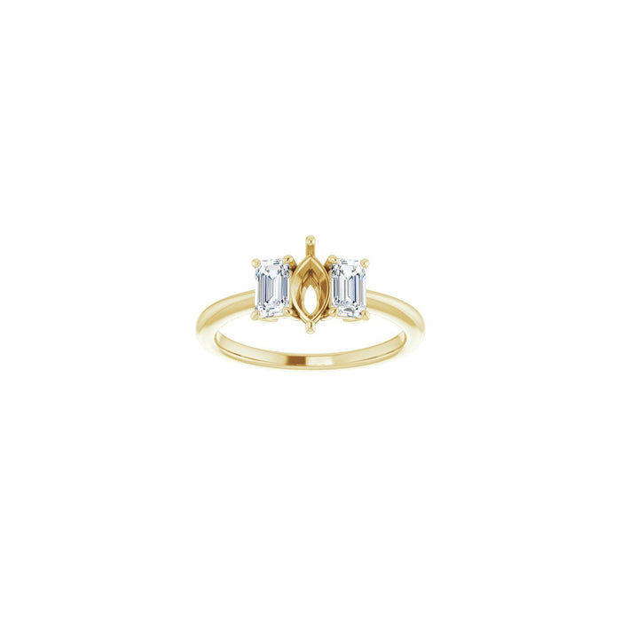 14K Yellow Gold 7x3.5 mm Marquise 3/4 CTW Lab-Grown Semi-Set Engagement Ring
